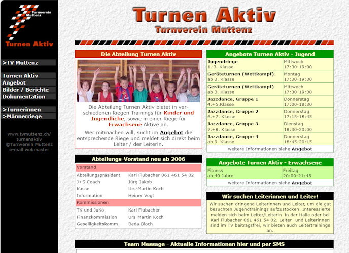Webseite Turnen Aktiv 2003