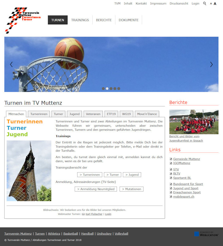 Webseite 2018 (neu mittels CMS-Weblication erstellt)