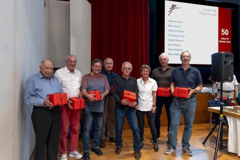 50 Jahre: Mario Plattner, Erich Müller, Werner Essler, Peter Währer, Reto Jauslin, Christoph Lüdin und André Mesmer 50 Jahre: Mario Plattner, Erich Müller, Werner Essler, Peter Währer, Reto Jauslin, Christoph Lüdin und André Mesmer